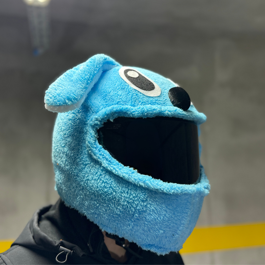 Mavi Stitch Peluş Kask Kılıfı